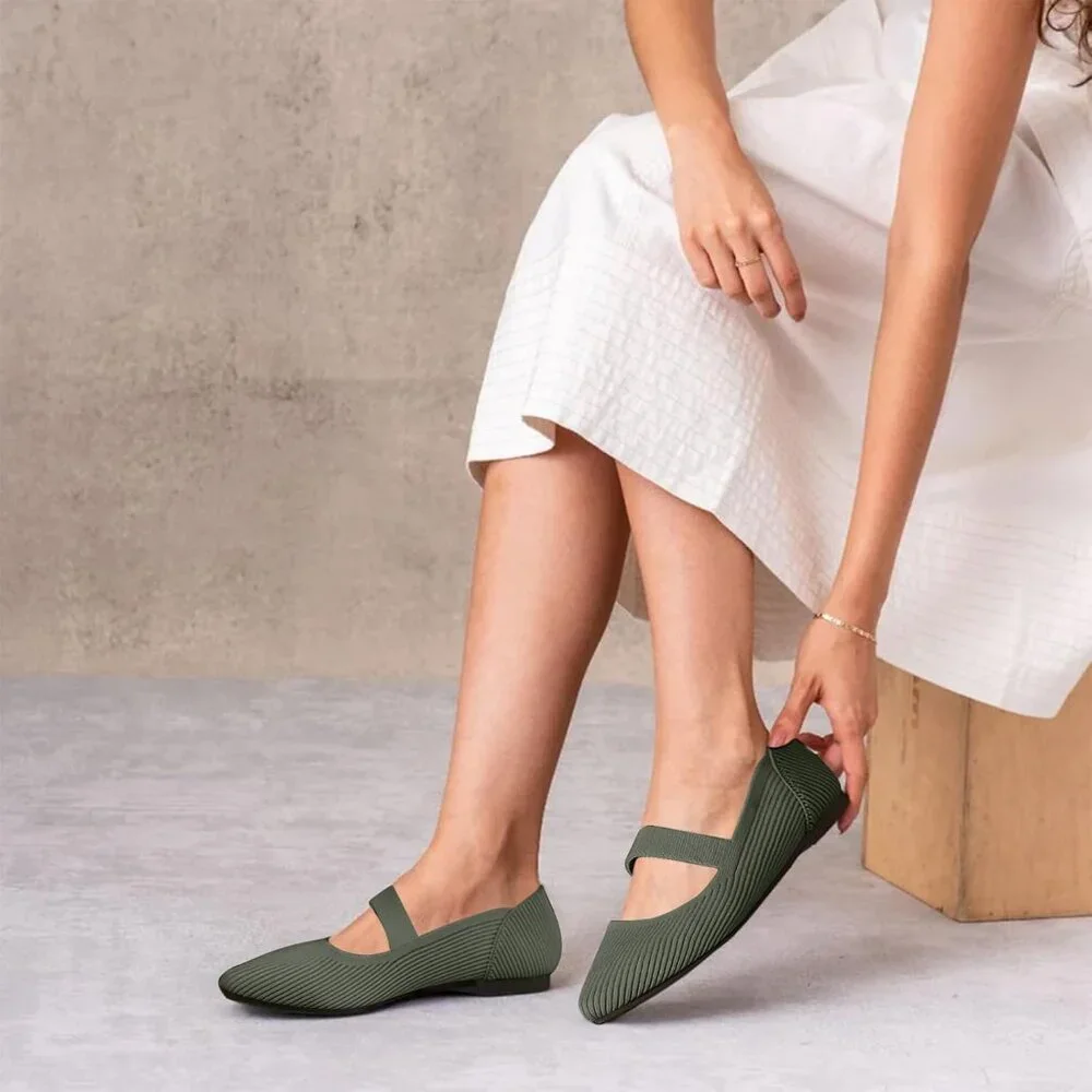Women's Flats Shoes Pointed Toe Ballet Comfortable Dressy Mary Jane Flat Green - Picture 4 of 6